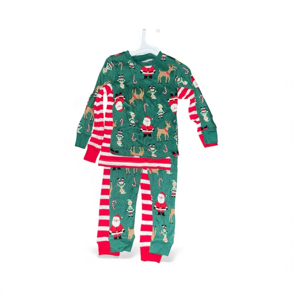Carter's Green and Red Kids Pajama Sets with Santa and Reindeer